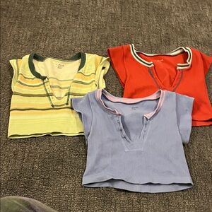 Set of Three Ribbed Crop Tops Urban outfitters